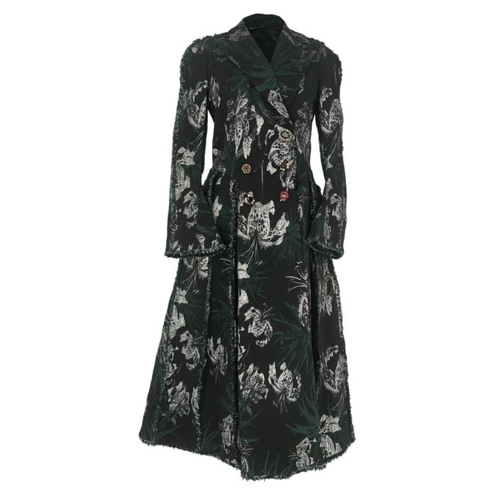 Erdem Baxter Double-Breasted Metallic Jacquard Maxi Dress in Black Polyester